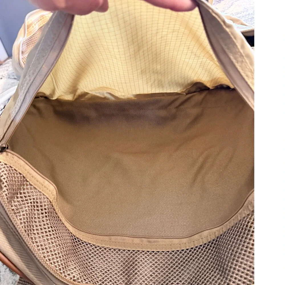 Eddie Bauer Vintage Canvas Leather Trim‎ Duffle Bag Tan Weekend Travel Carry On